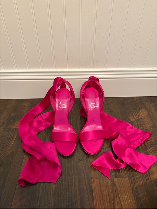 Christian Louboutin Shoes - Christian Louboutin Hot Pink Satin Ankle-Tie Sandals